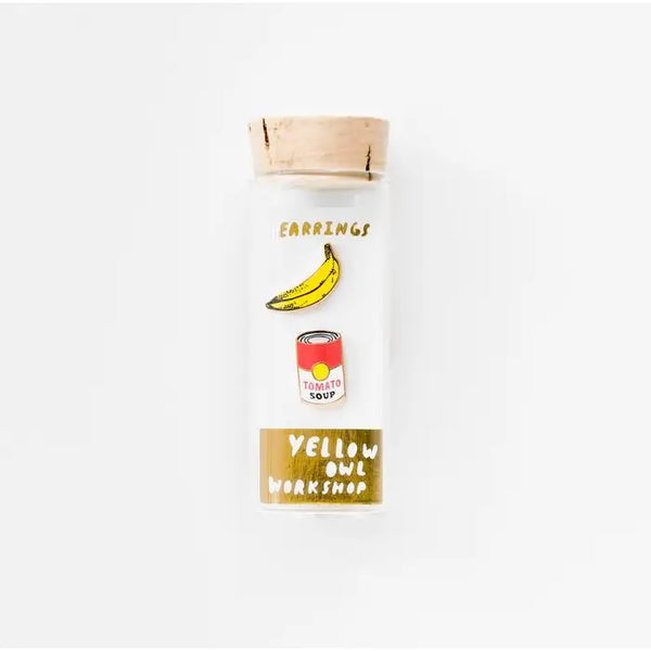 Pop Art Banana and Soup Earrings