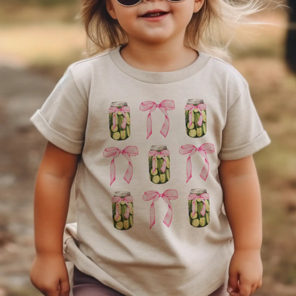 Pickle Jar Pink Bow Kids T-Shirt