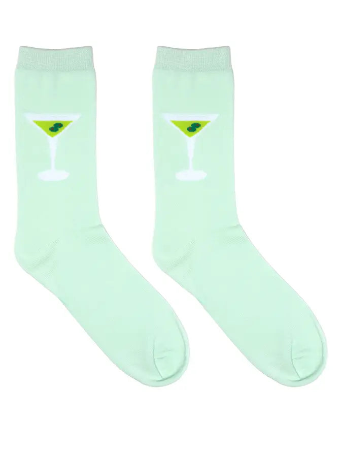 3D Packaged Crew Socks - Martini Glass