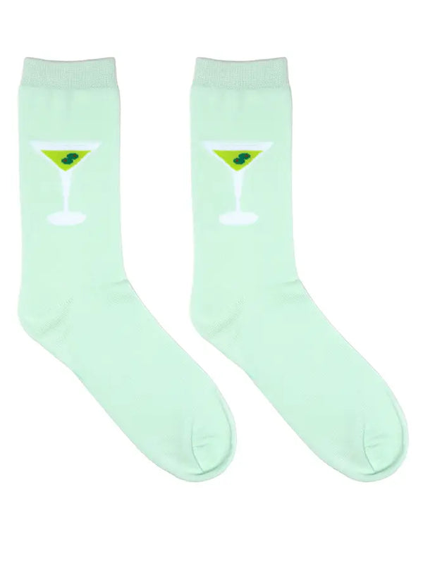 3D Packaged Crew Socks - Martini Glass