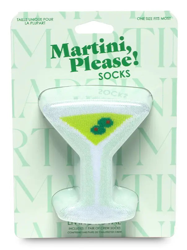 3D Packaged Crew Socks - Martini Glass