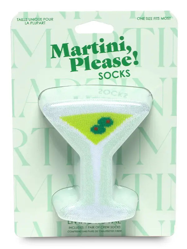3D Packaged Crew Socks - Martini Glass