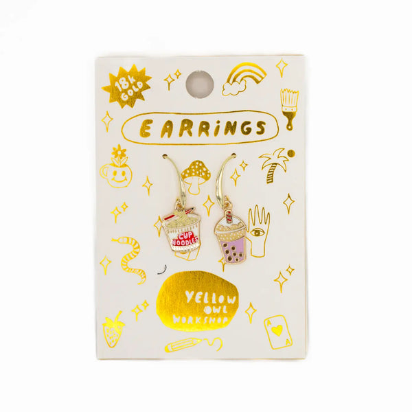 Ramen Noodles & Boba Tea Earrings