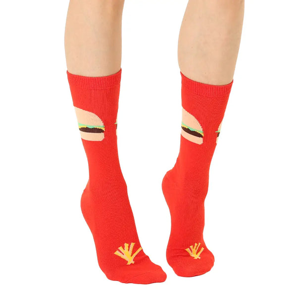 3D Packaged Crew Socks - Burger w/ Fries