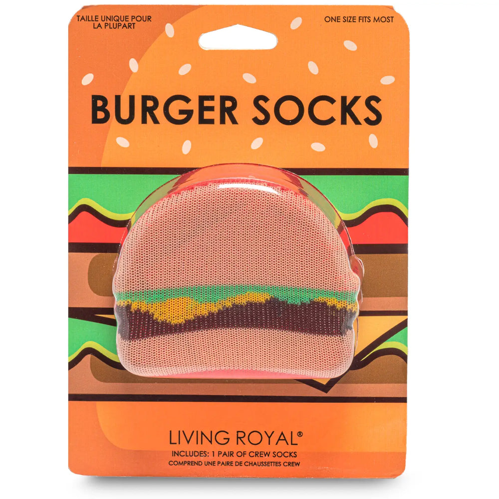 3D Packaged Crew Socks - Burger w/ Fries