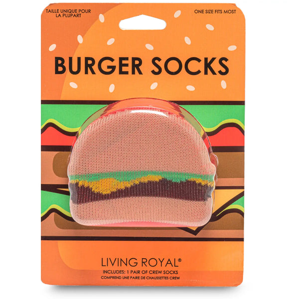 3D Packaged Crew Socks - Burger w/ Fries