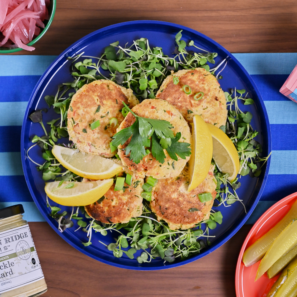 Sweet Potato & Pickle Salmon Cakes