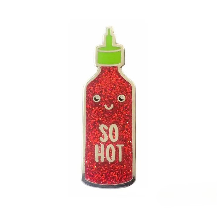 So Hot Sriracha Glitter Enamel Pin