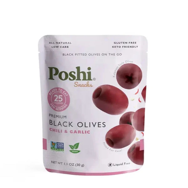 Chili & Garlic Pitted Black Olives