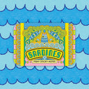 Pack of Sardines fishy sticky notes on a blue wavy background