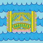 Pack of Sardines fishy sticky notes on a blue wavy background