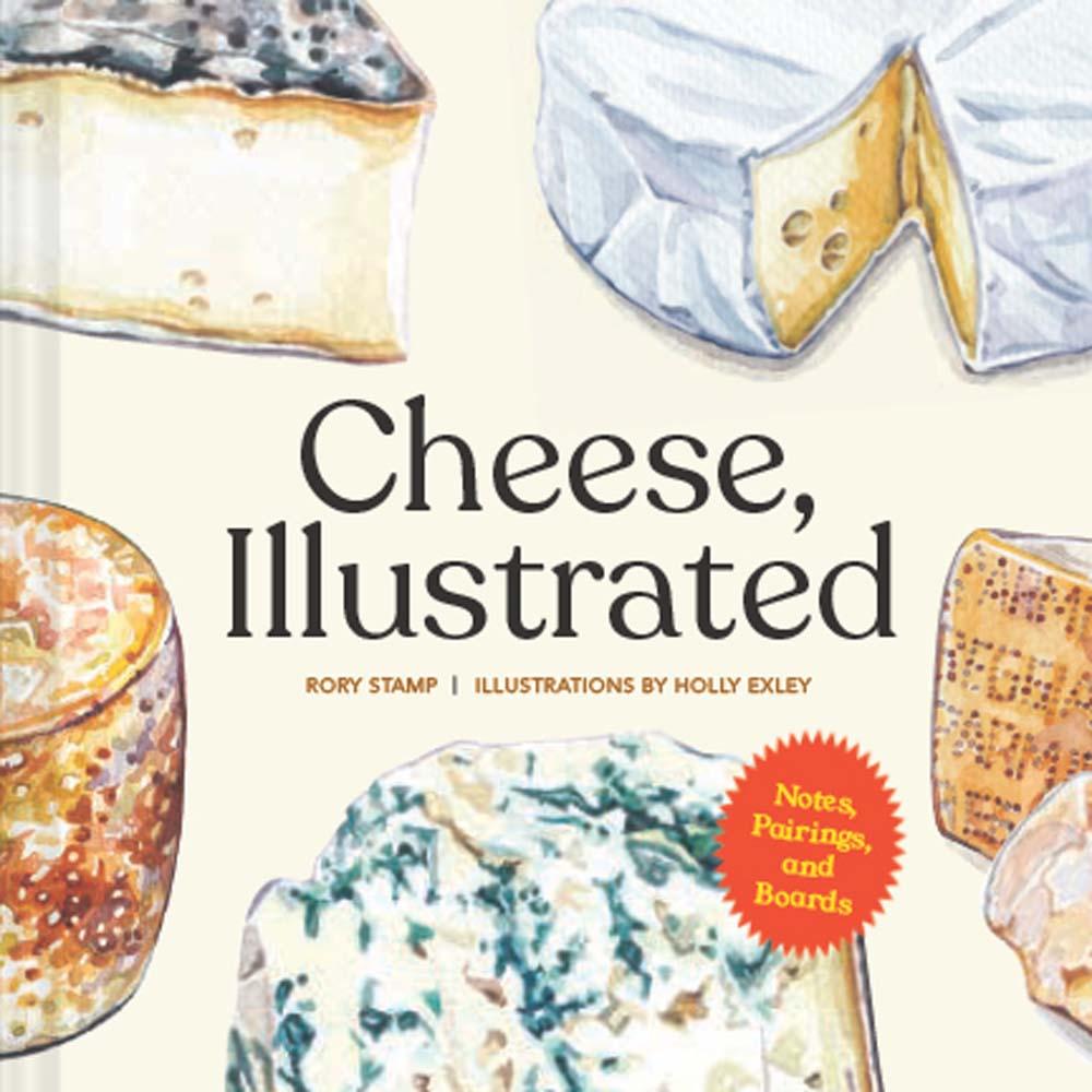 Book cover of 'Cheese, Illustrated' with illustrations of various types of cheese.