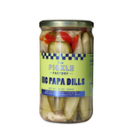 Jar of Big Papa Dills pickles from The Pickle Factory on a white background