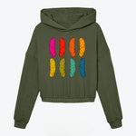 Crop Hoodie Sweatshirt in Color Pop Pickles