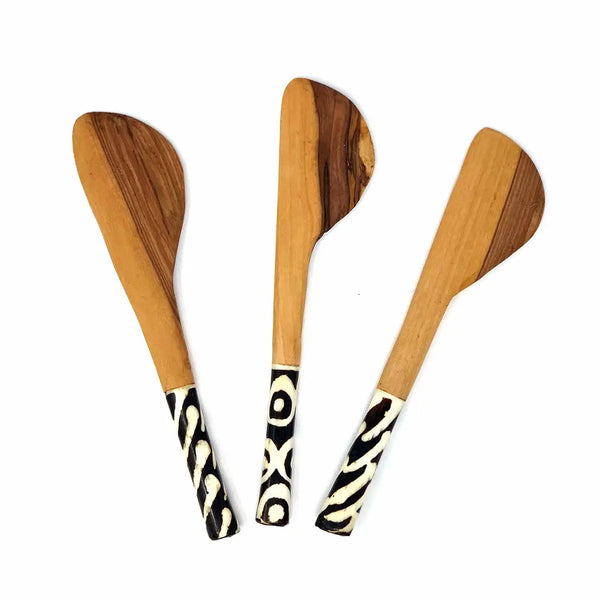 Olive Wood & Bone Appetizer Spreader