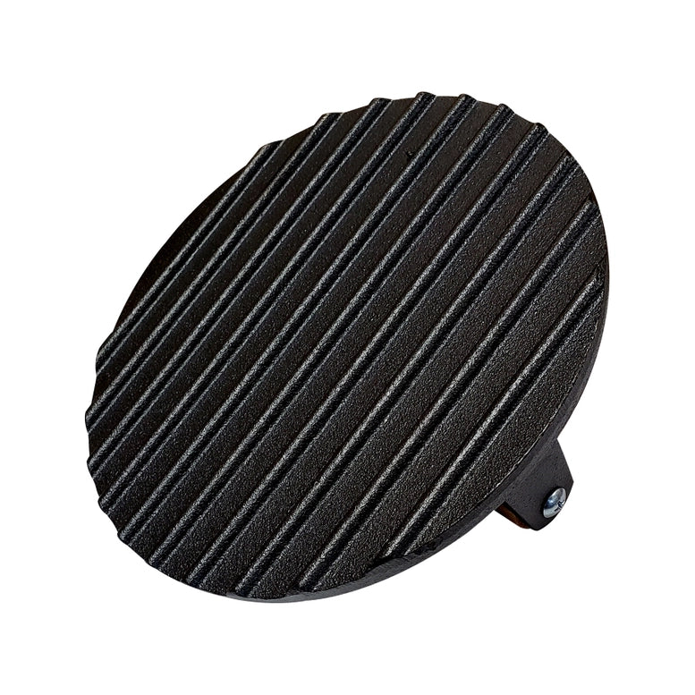 Cast iron burger press on a white background