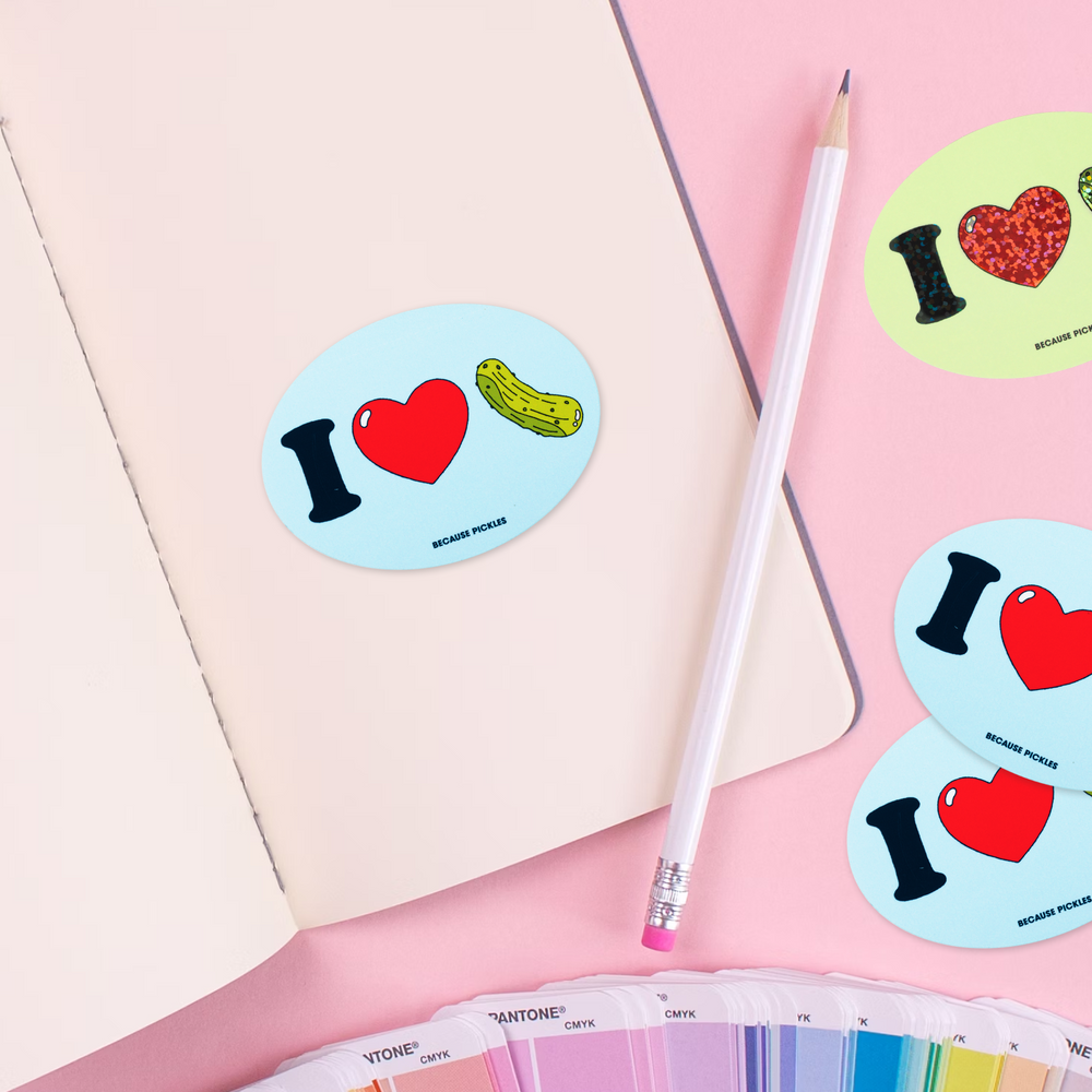 I Heart Pickles Oval Sticker