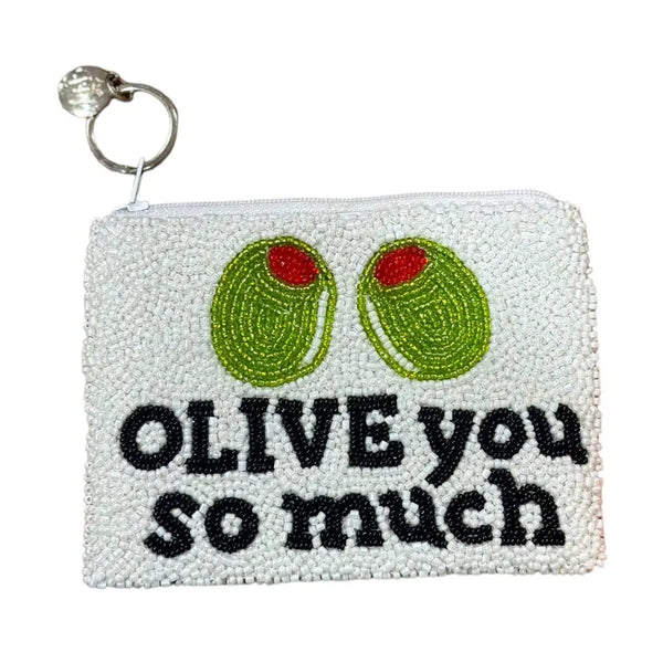 Olive You Beaded Pouch