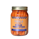 Jar of Pickled Carrot Sticks from The Pickle Factory on a white background