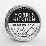 Morris Kitchen hibiscus salt container on a white background