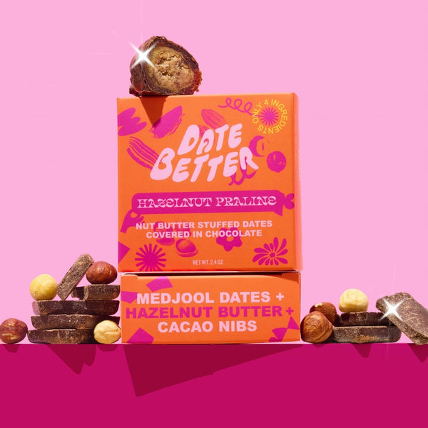 Hazelnut Praline Dark Chocolate Stuffed Dates