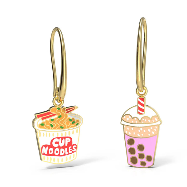 Ramen Noodles & Boba Tea Earrings