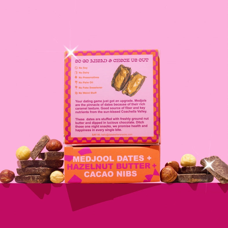 Hazelnut Praline Dark Chocolate Stuffed Dates
