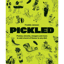 Book cover of 'Pickled' by Freddie Janssen with vegetable illustrations on a green background