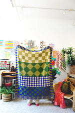 Checkerboard Knit Throw Blanket