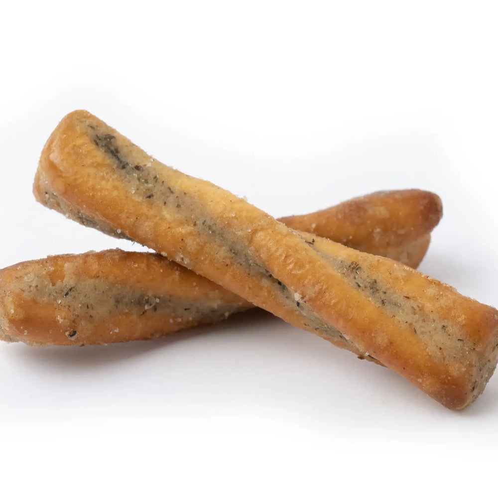 Two dill pickles seasoned pretzel twists