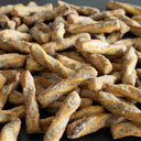 Close-up of a pile of dill pickle pretzel twists