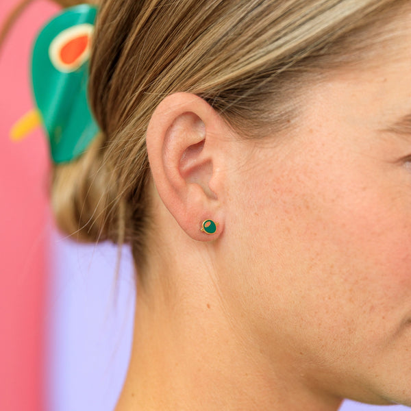 Olive Enamel Earrings