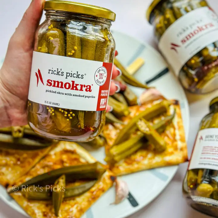 Smokra Spicy Pickled Okra with Smoked Paprika