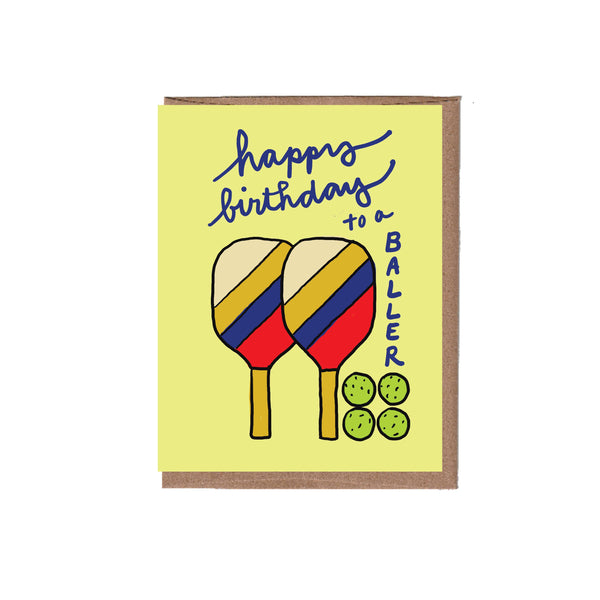 Happy Birthday to a Baller Pickleball Card