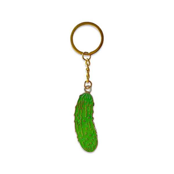 Glitter Pickle Enamel Keychain