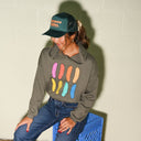 Crop Hoodie Sweatshirt in Color Pop Pickles