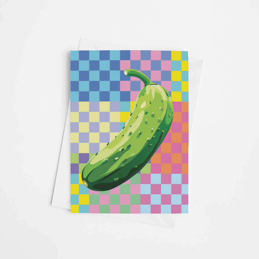 Rainbow Checkers Pickle Card