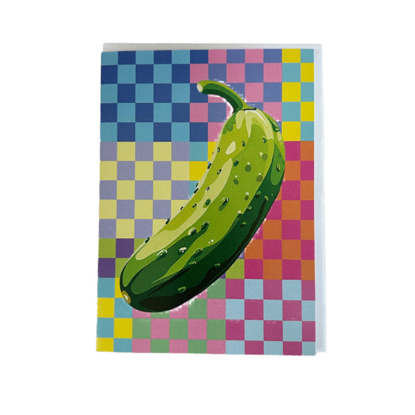 Rainbow Checkers Pickle Card