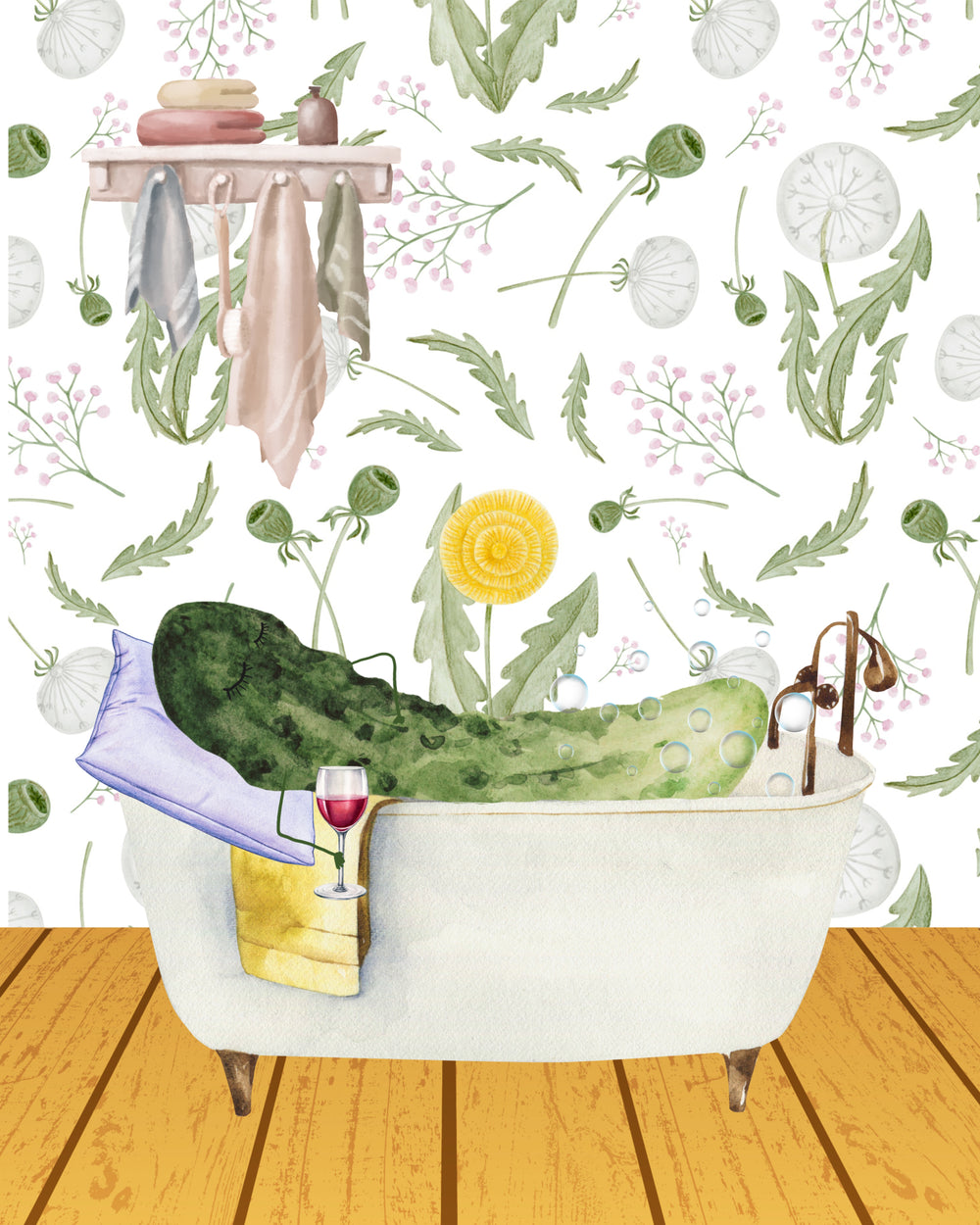 Pickle Bath Tub Art Print