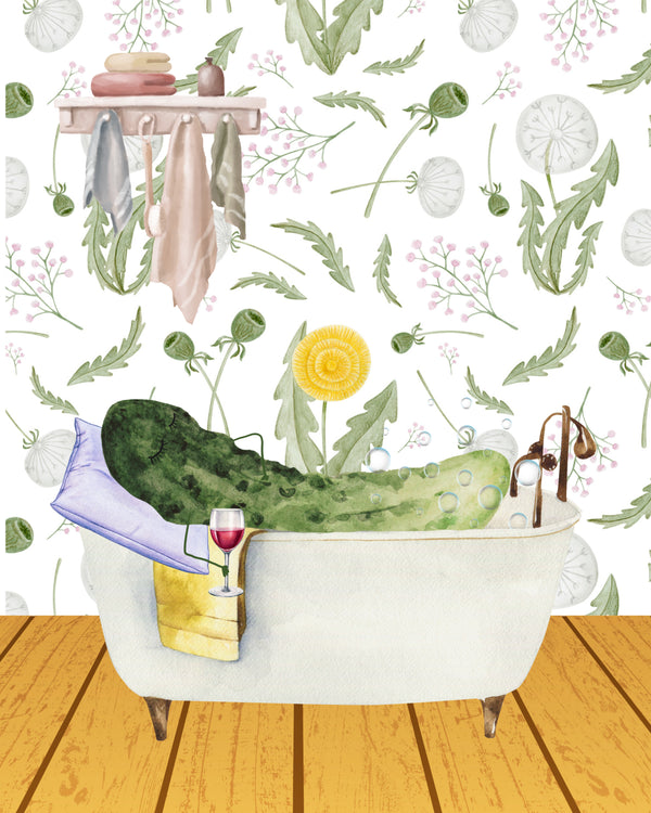 Pickle Bath Tub Art Print