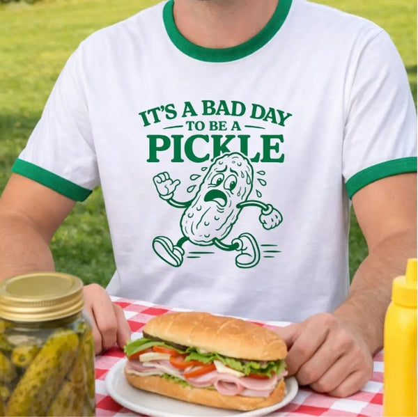 It's A Bad Day To Be A Pickle Green Ringer Tee