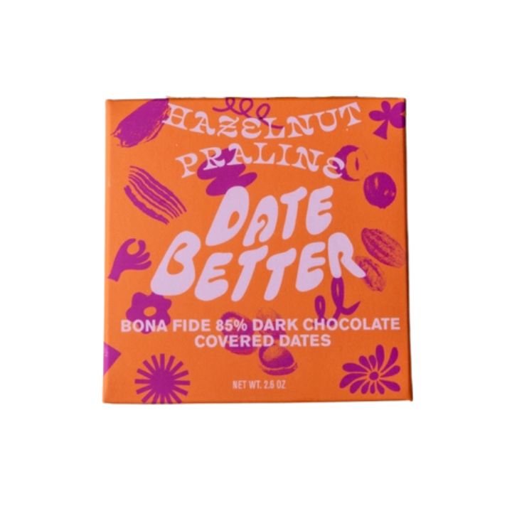 Hazelnut Praline Dark Chocolate Stuffed Dates