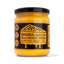Jar of Drippy Original Cheese Dip on a white background.