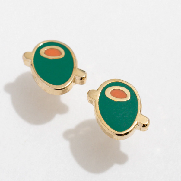 Olive Enamel Earrings