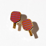 Pickleball Enamel Earrings - Stripes
