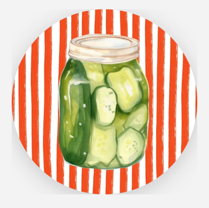 Pickle Jar Striped Circle Sticker