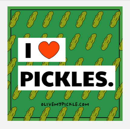 I Heart Pickles Square Sticker Green