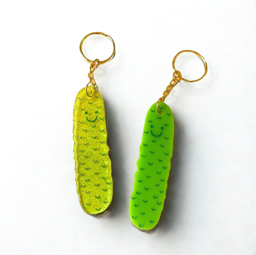 Glitter Pickle Acrylic Keychain