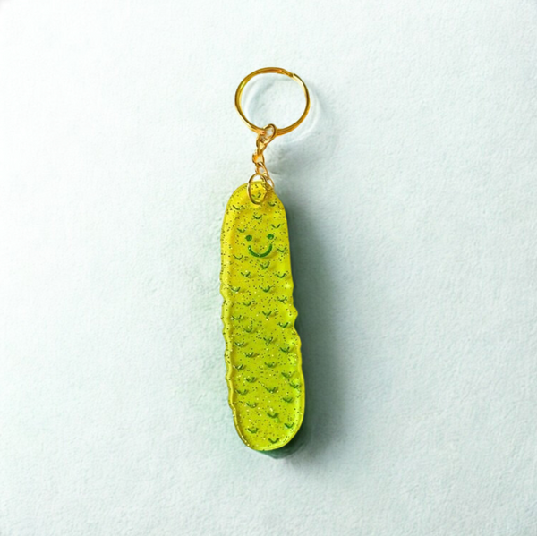Glitter Pickle Acrylic Keychain