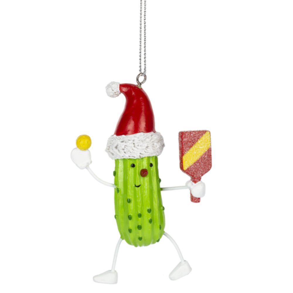 Santa Pickle Ball Ornament